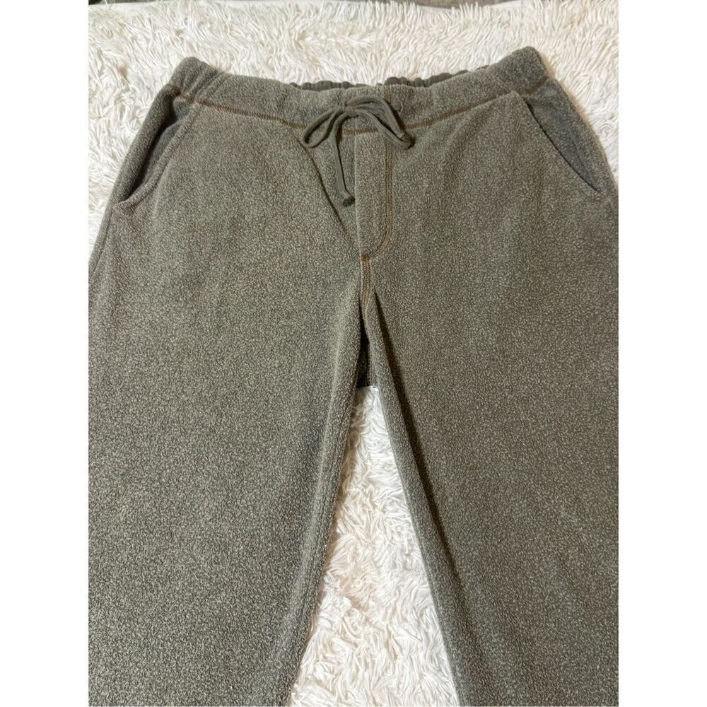 Men's terry cloth drawstring elastic waist olive sweatpants 34x33